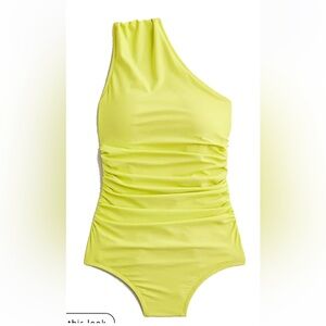 J Crew NWT citron rouched  one shoulder swimsuit Sz. 6